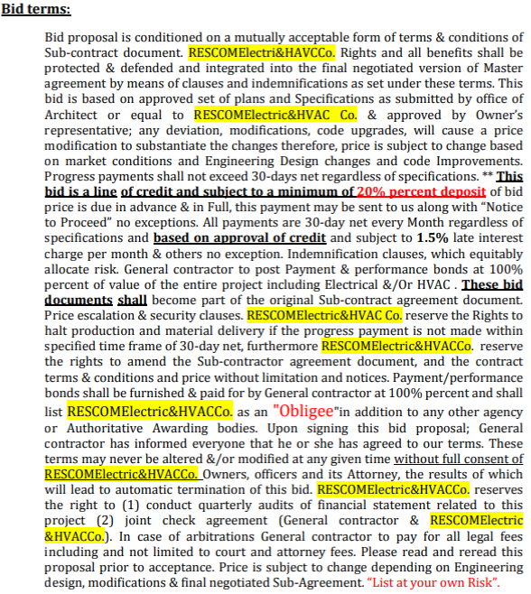 Archived original RESCOM bid terms document