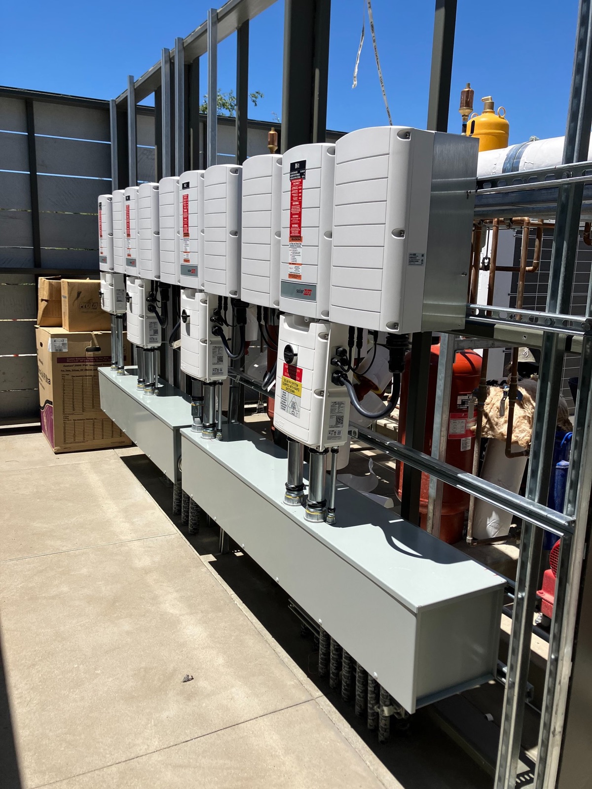 Commercial rooftop HVAC equipment installation
