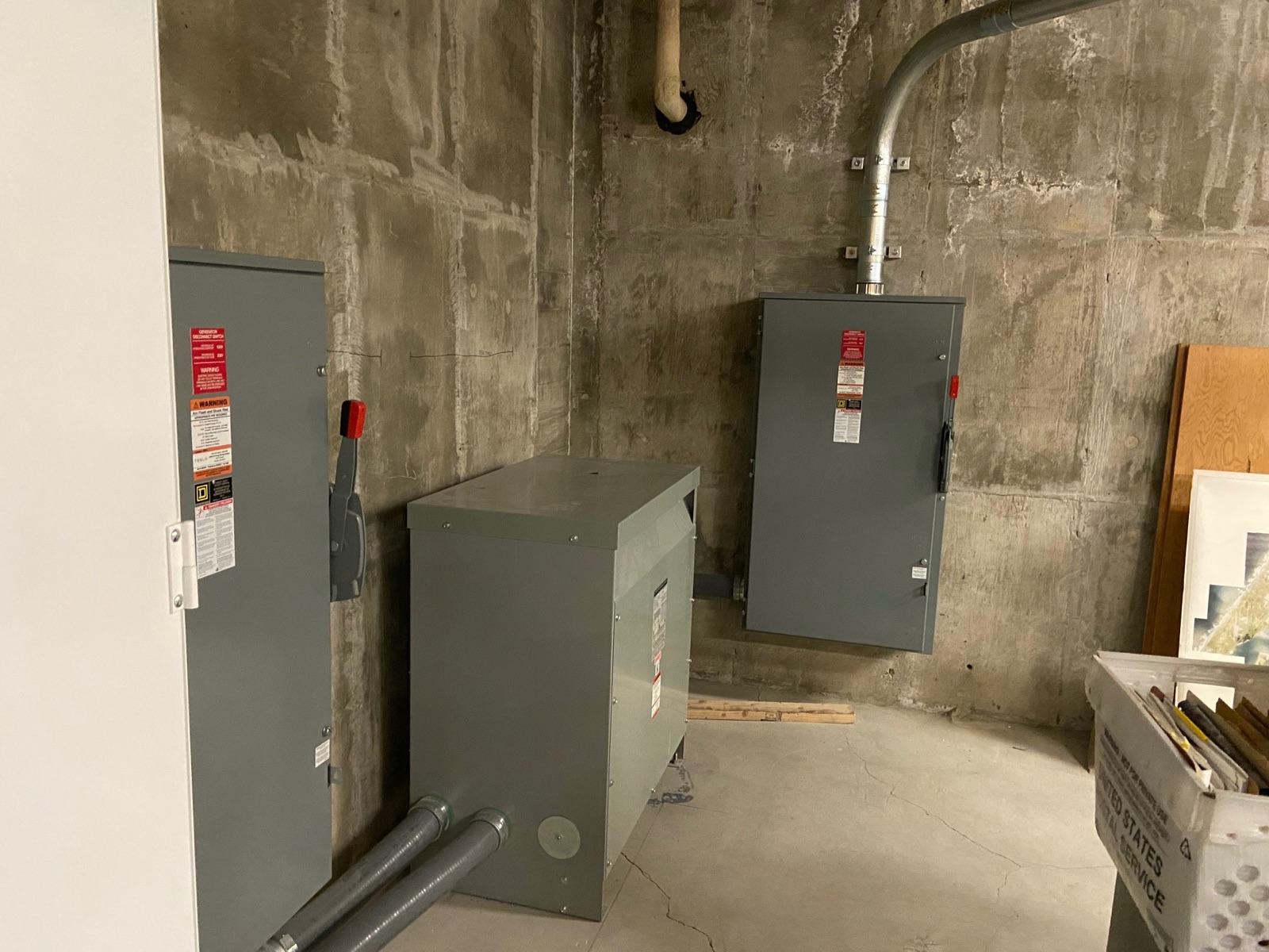 Utility room electrical panel installation